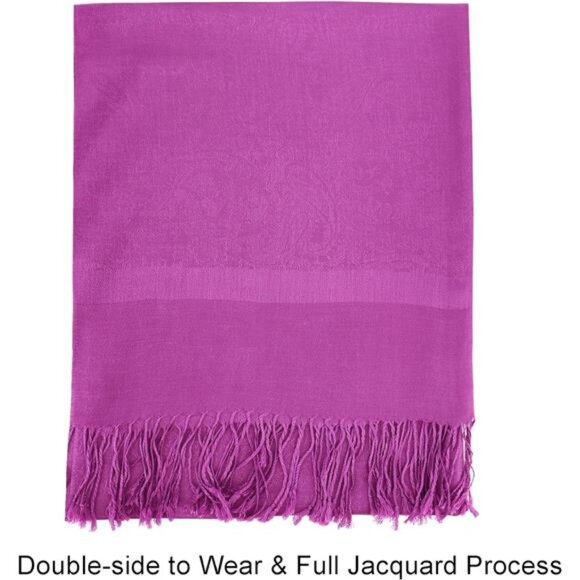 Silky Paisley Pashmina Shawl Scarf-Women's Soft Double-side Jacquard - Picture 4 of 6